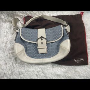 COACH LARGE BABY BLUE MINI C LEATHER HANDBAG PURSE